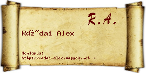 Rádai Alex névjegykártya